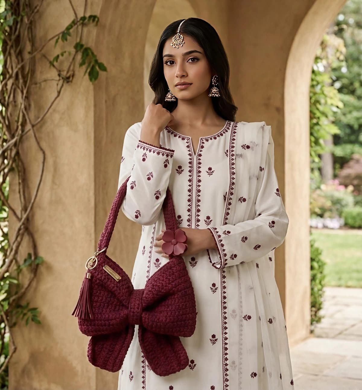 Maroon Bow Bag