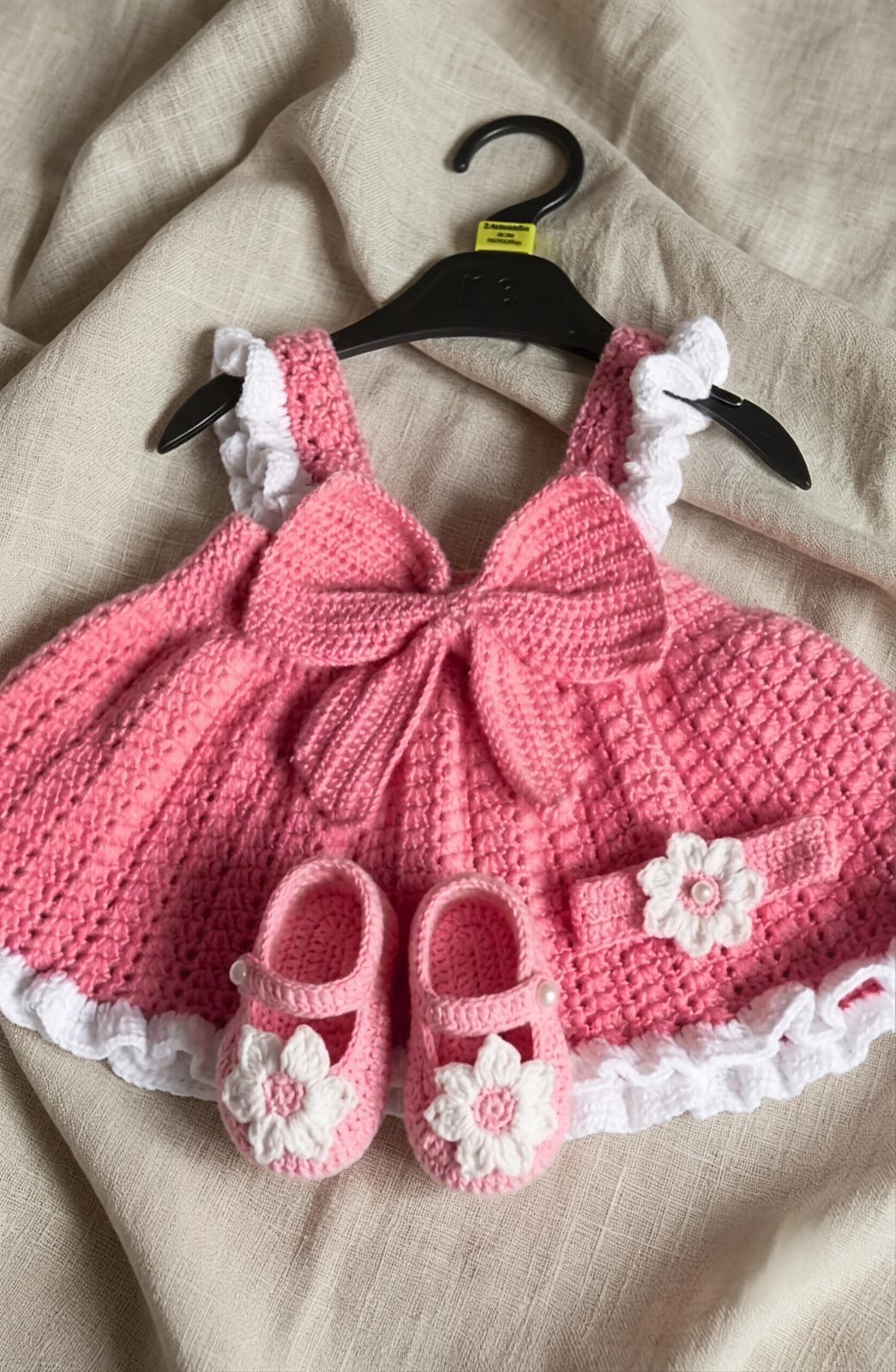 3-Piece Vintage Pink Baby Crochet Set