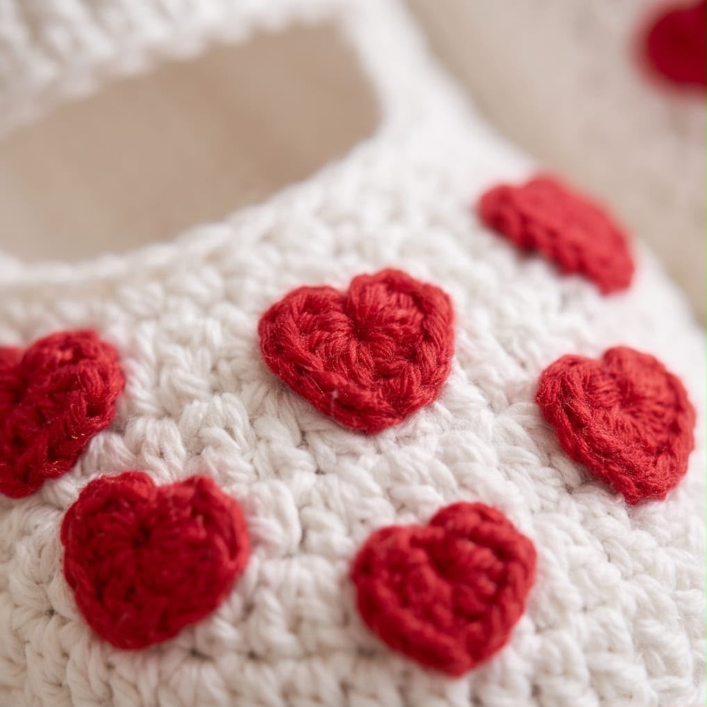 Ivory Heart Baby Booties
