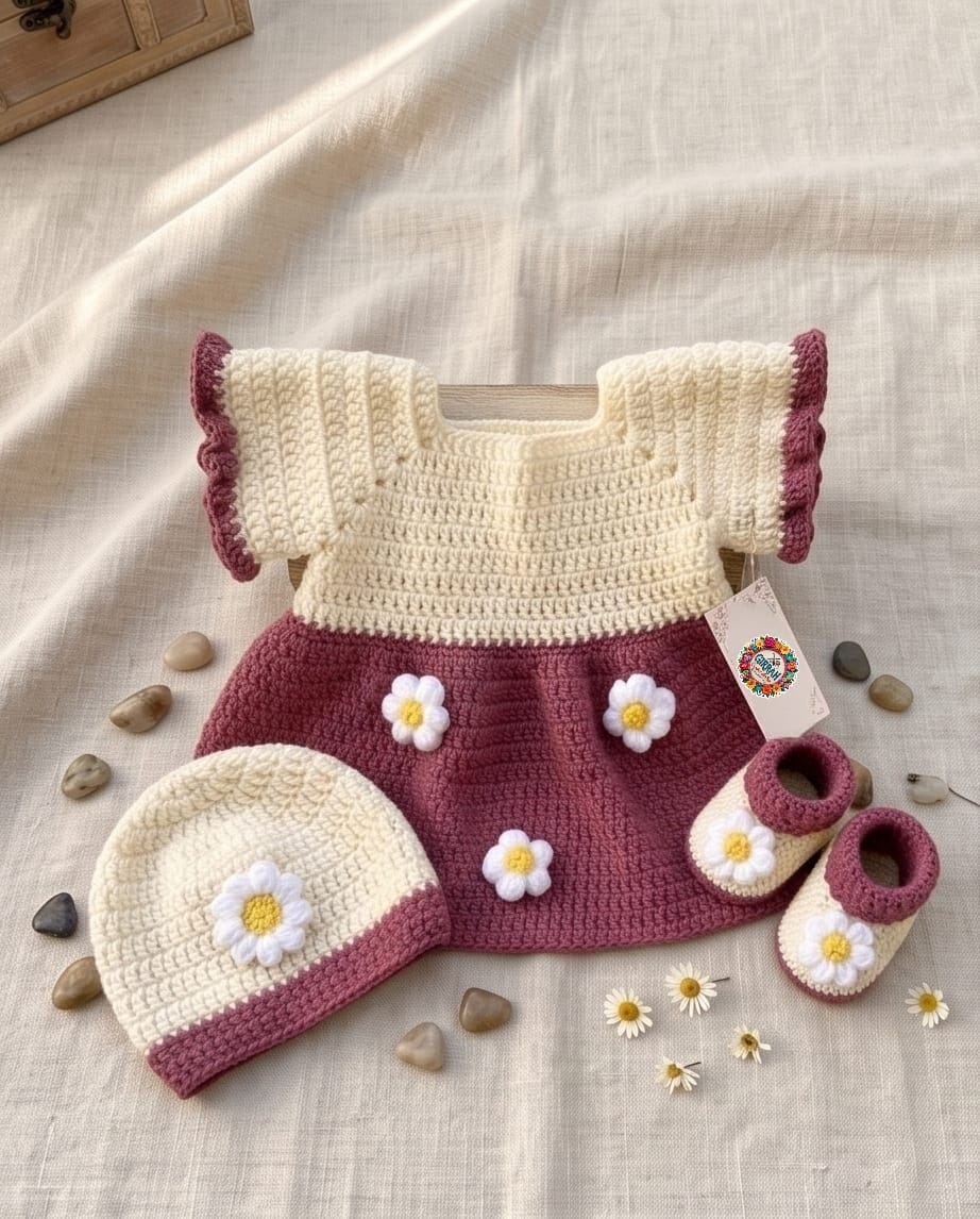 Daisy Meadow 3piece Baby Dress Set 🌼💕