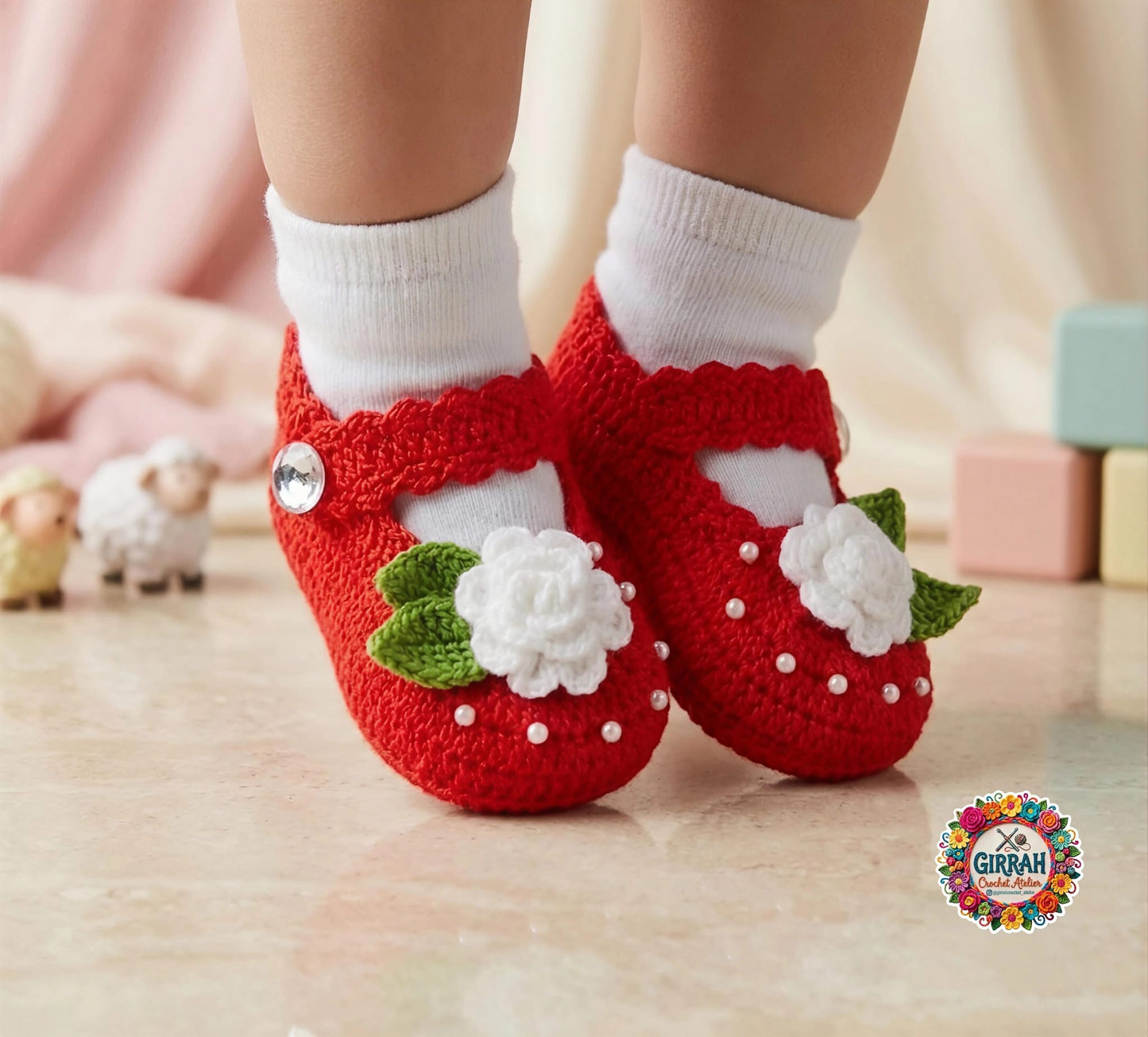 Ruby Blossom Crochet Baby Booties