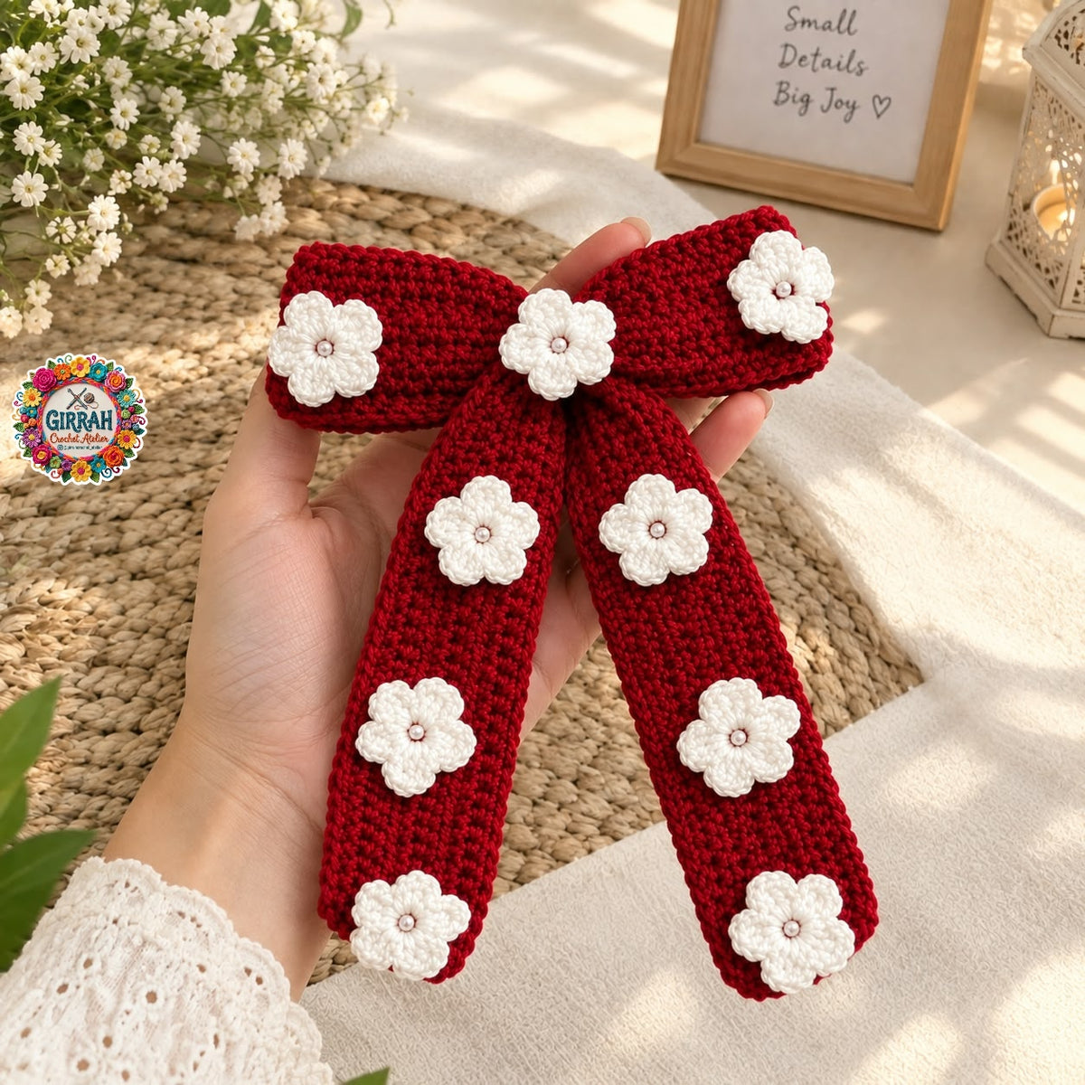 Chunky Blossom Crochet Bow Hair Clip
