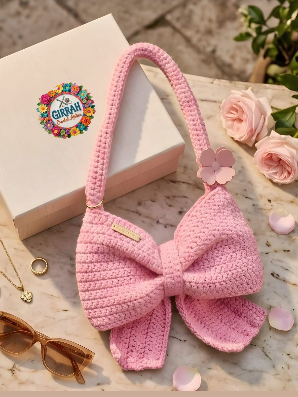 BLUSH GLEAM BOW BAG