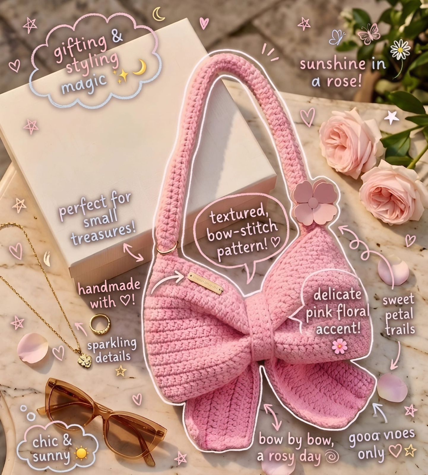 BLUSH GLEAM BOW BAG