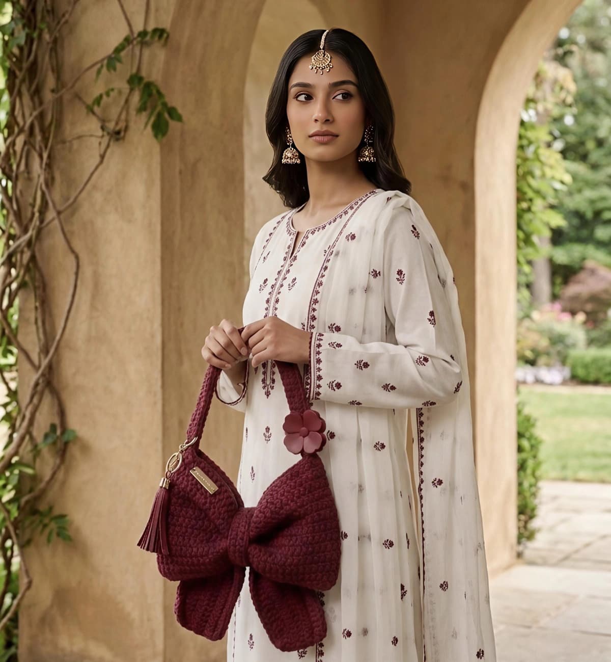 Maroon Bow Bag