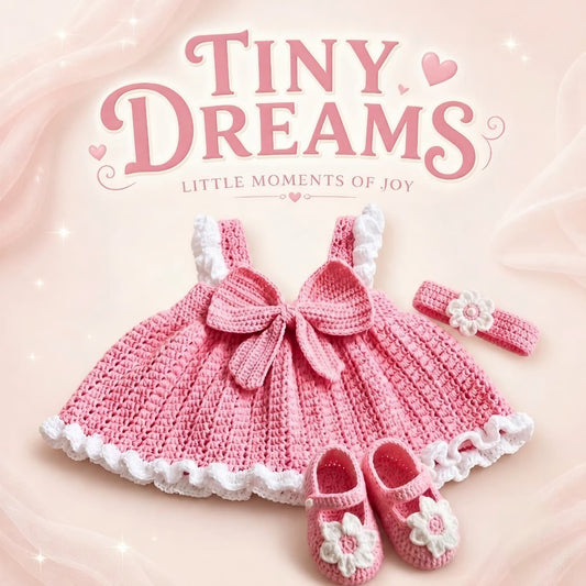 3-Piece Vintage Pink Baby Crochet Set