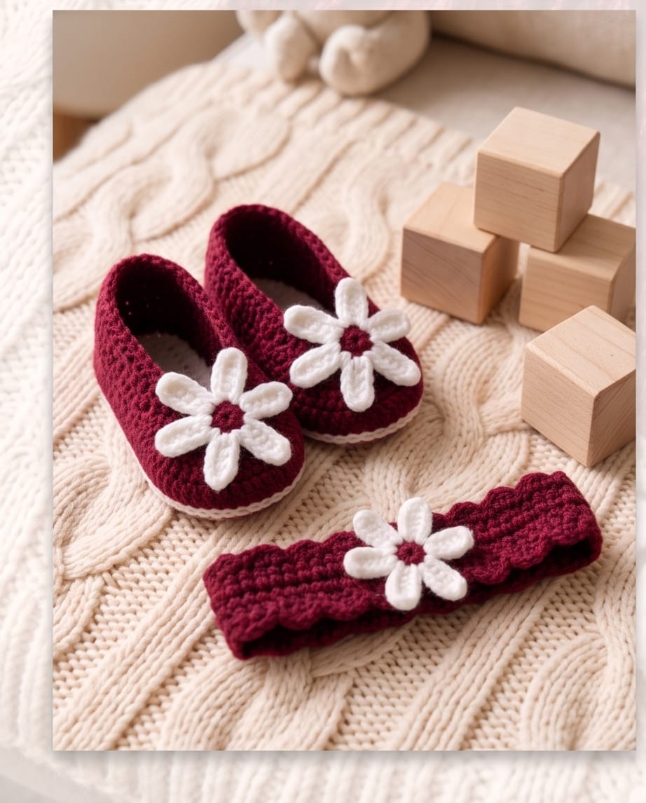 Daisy Bloom Crochet Baby Dress ( 3 Piece Set)