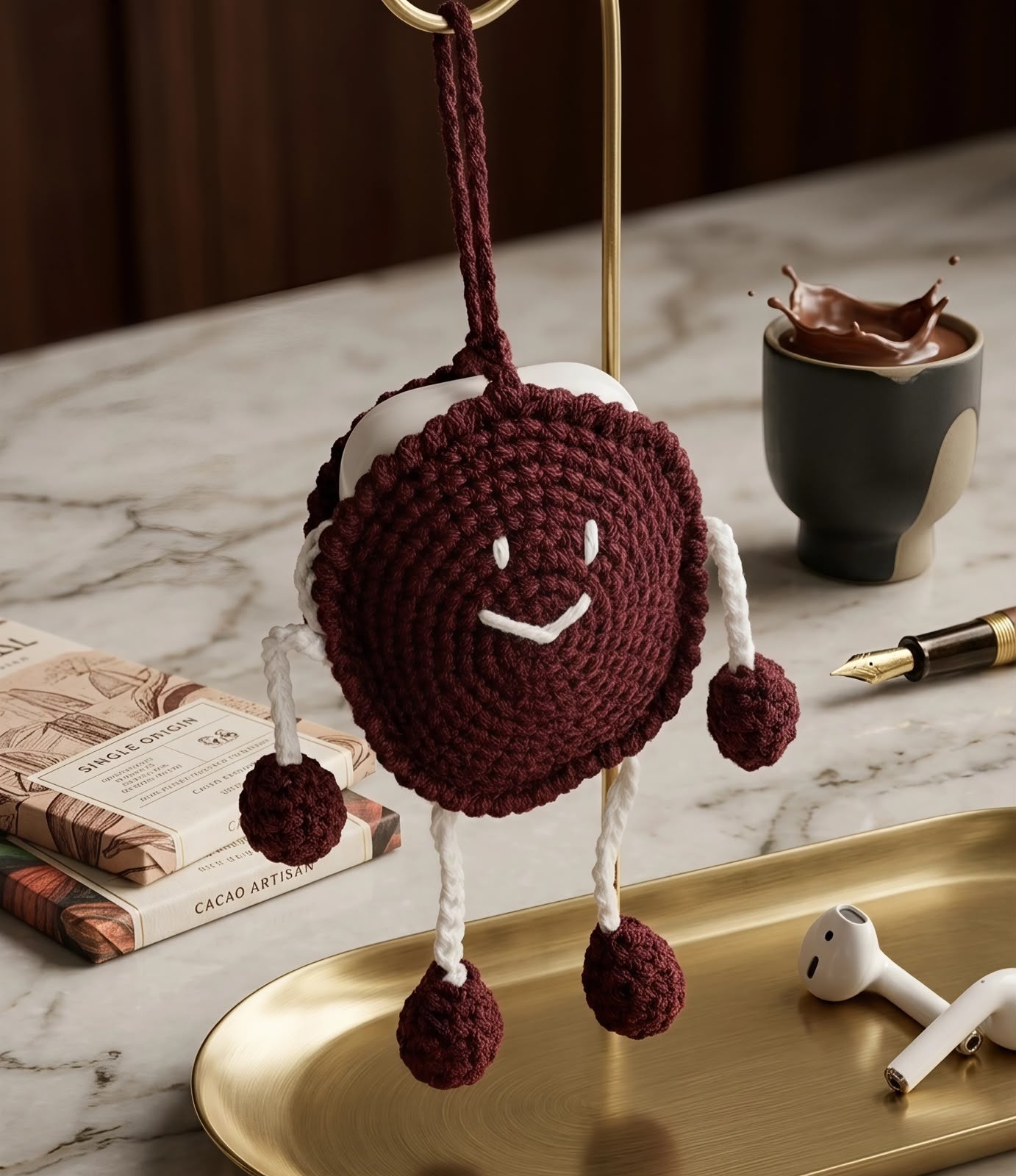 Crochet Cookie AirPods Holder  Keychain