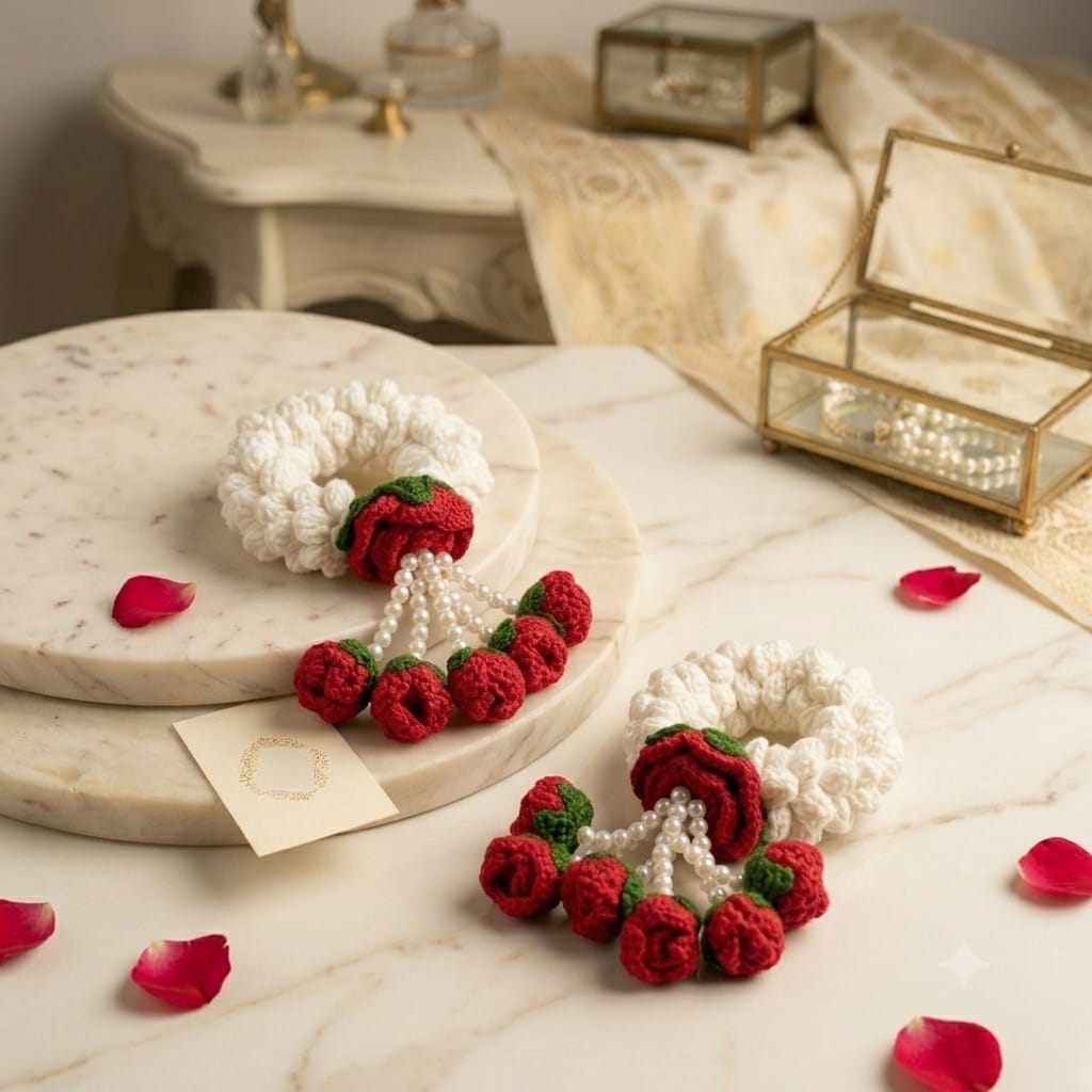 Rose Pearl Floral Bracelet Gajra