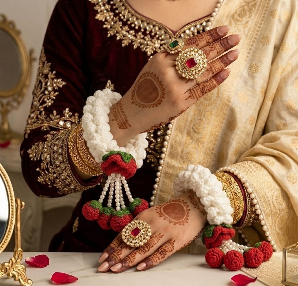 Rose Pearl Floral Bracelet Gajra
