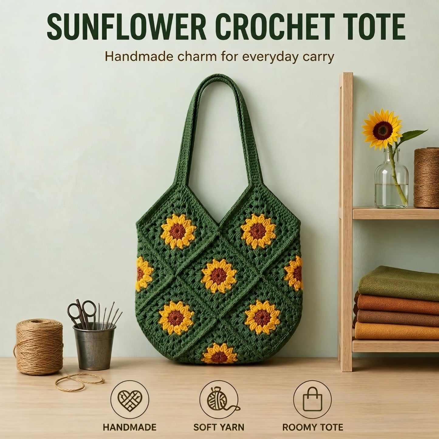 Sunflower Granny Crochet Tote