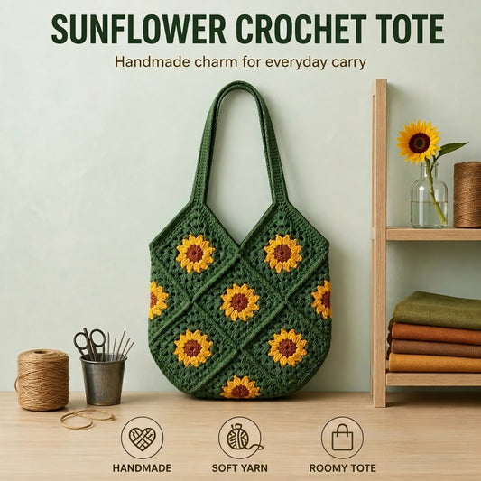 Sunflower Granny Crochet Tote