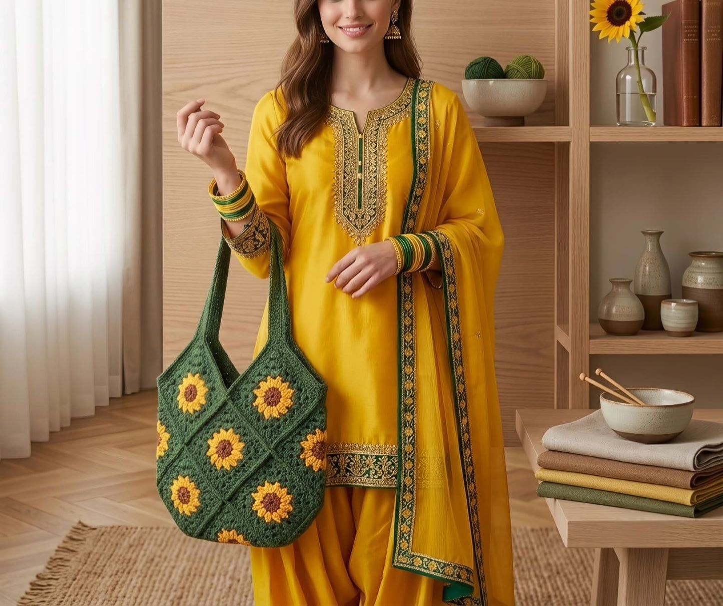 Sunflower Granny Crochet Tote