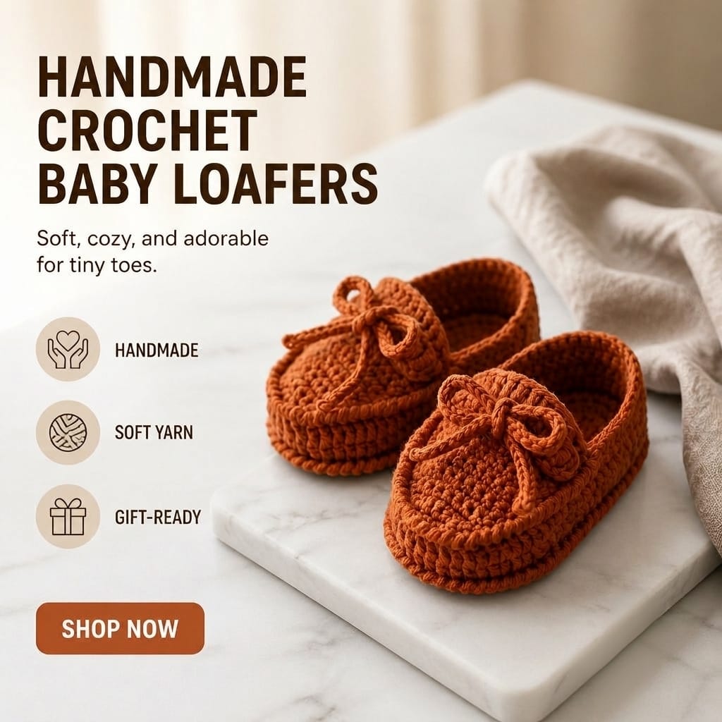Handcrafted Rust Crochet Baby Loafers