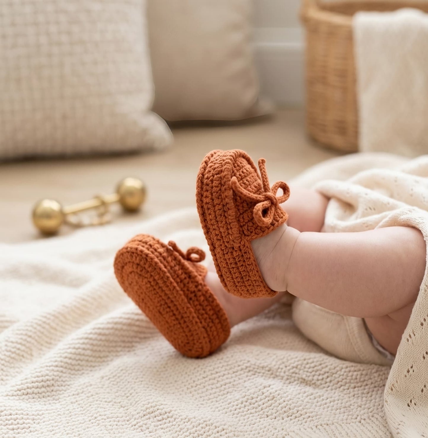 Handcrafted Rust Crochet Baby Loafers
