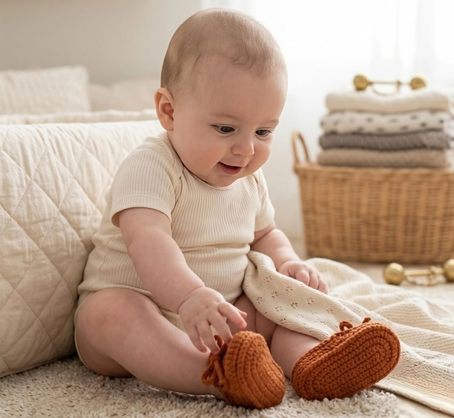 Handcrafted Rust Crochet Baby Loafers