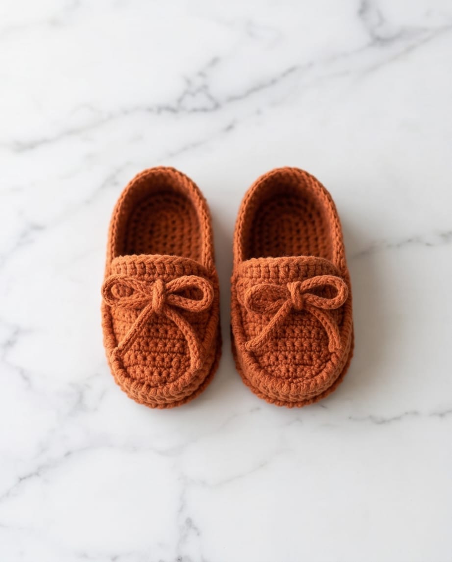 Handcrafted Rust Crochet Baby Loafers