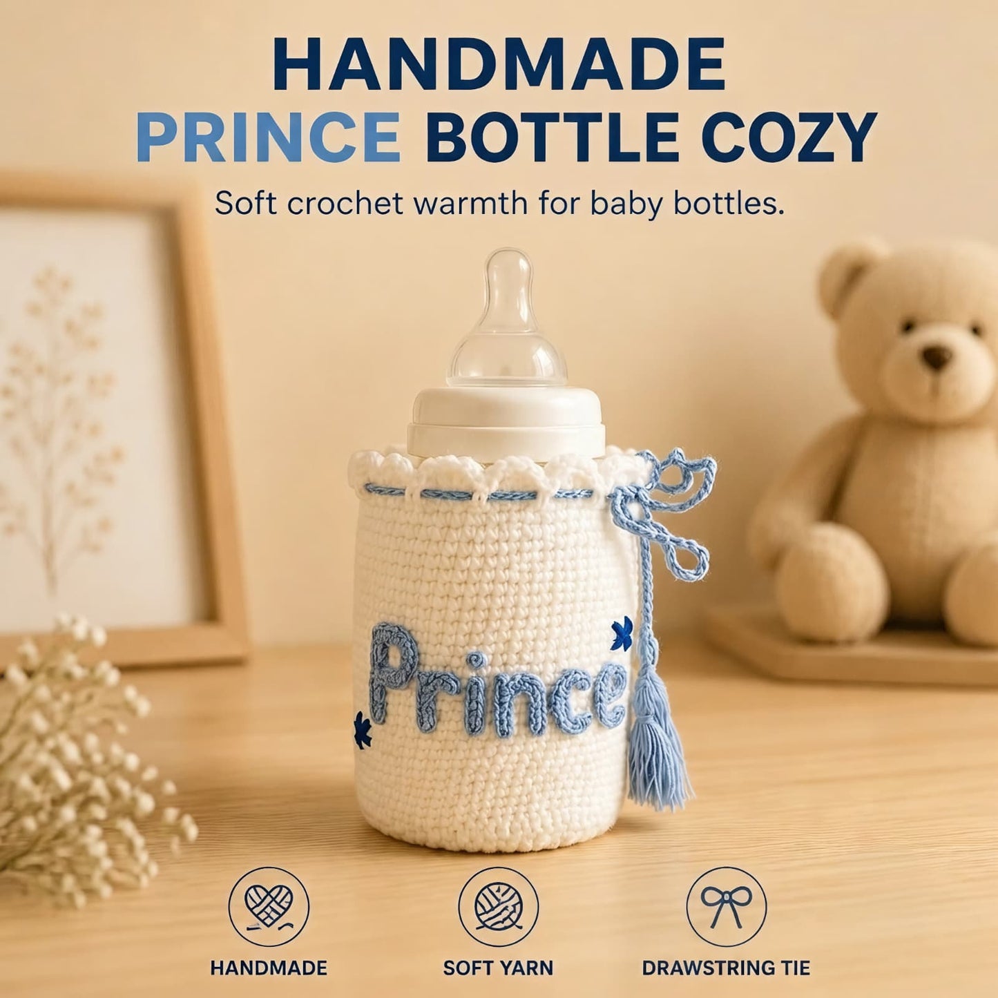 Baby Bottle Cover Keep your little prince's bottle warm and stylish!
