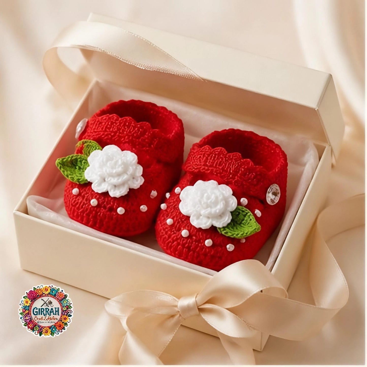 Ruby Blossom Crochet Baby Booties