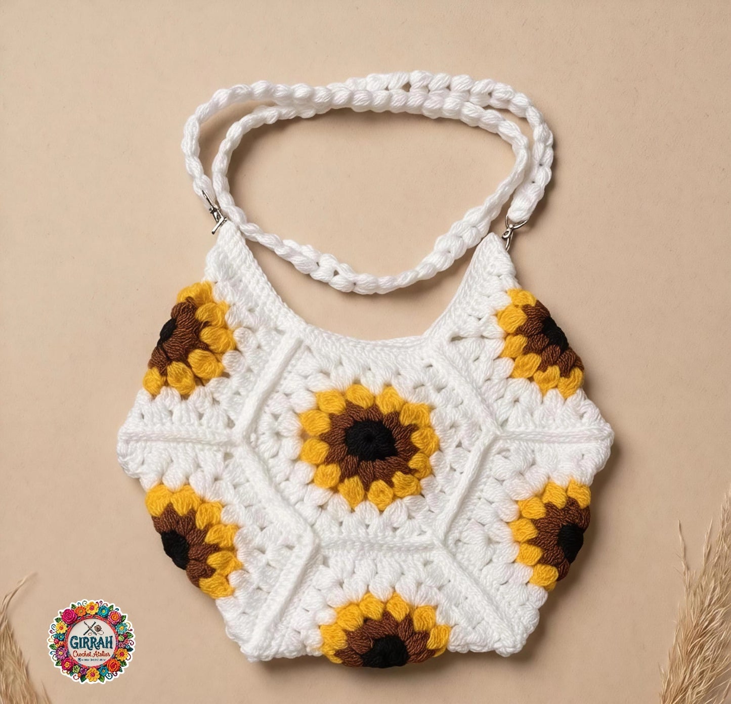 SUNFLOWER CROCHET TOTE BAG