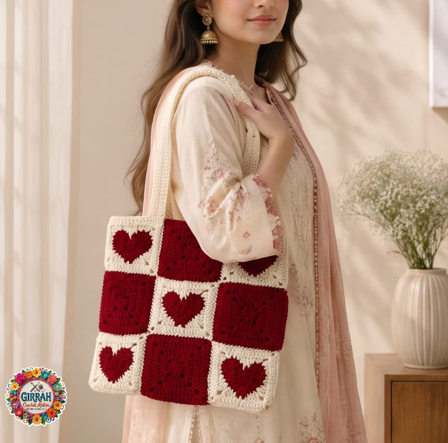 Forever Heartstrings Crochet Tote Bag
