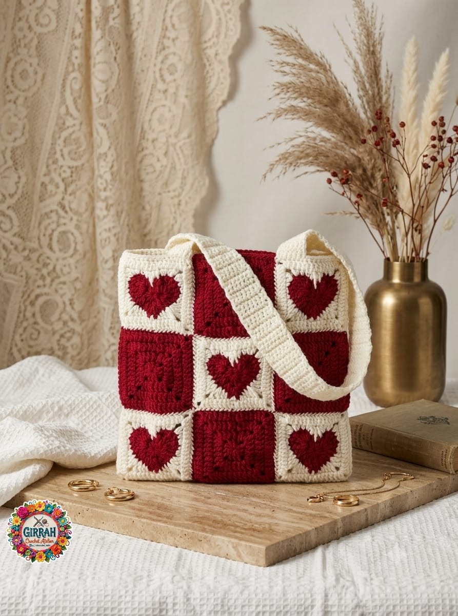 Forever Heartstrings Crochet Tote Bag