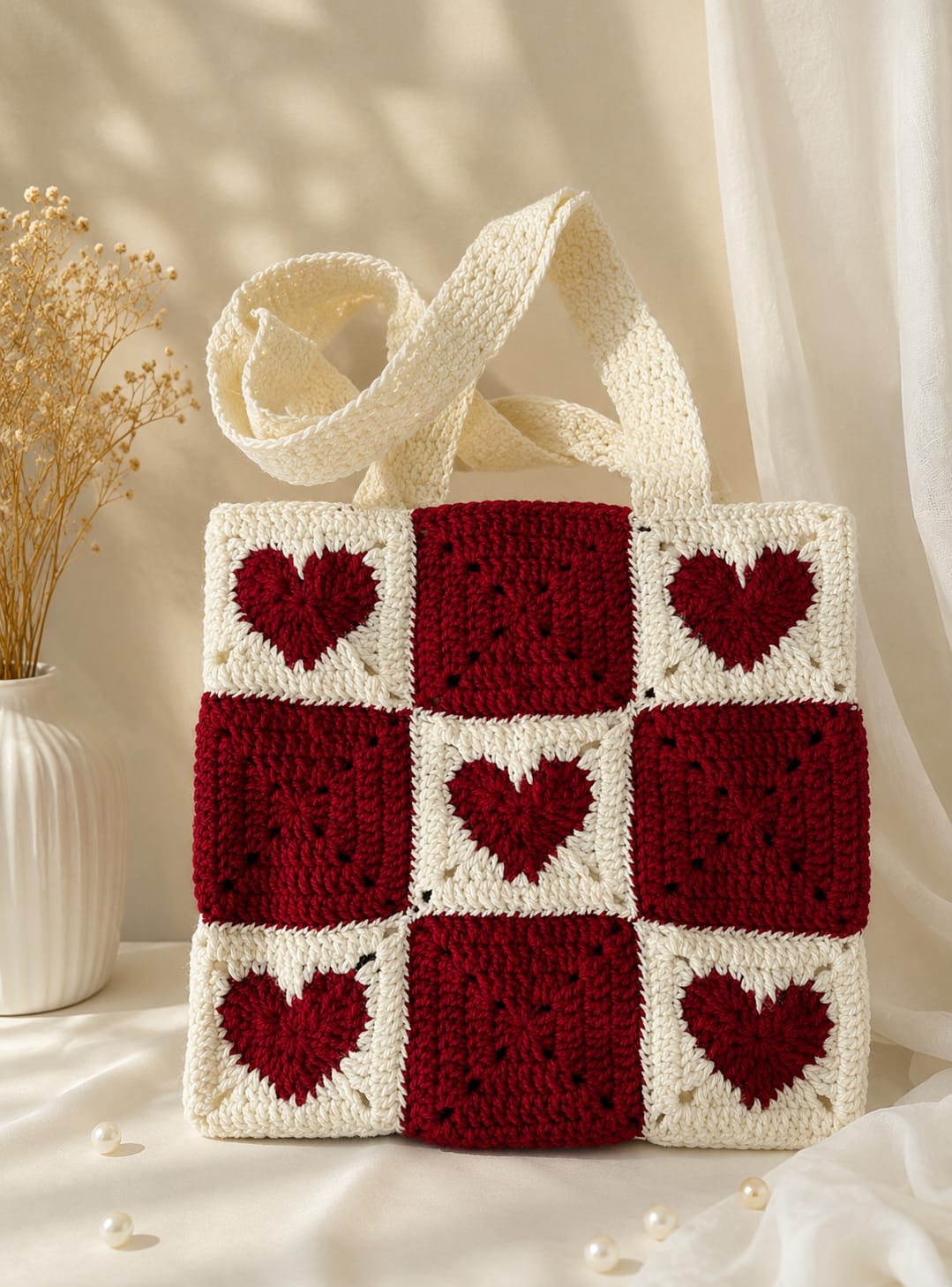 Forever Heartstrings Crochet Tote Bag