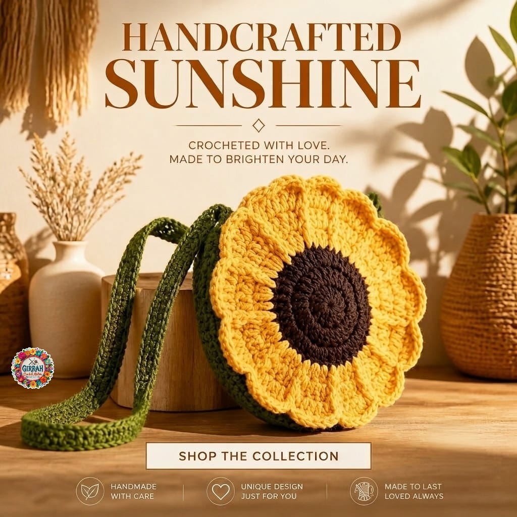 Sunny Bloom Round Crochet Sling Bag