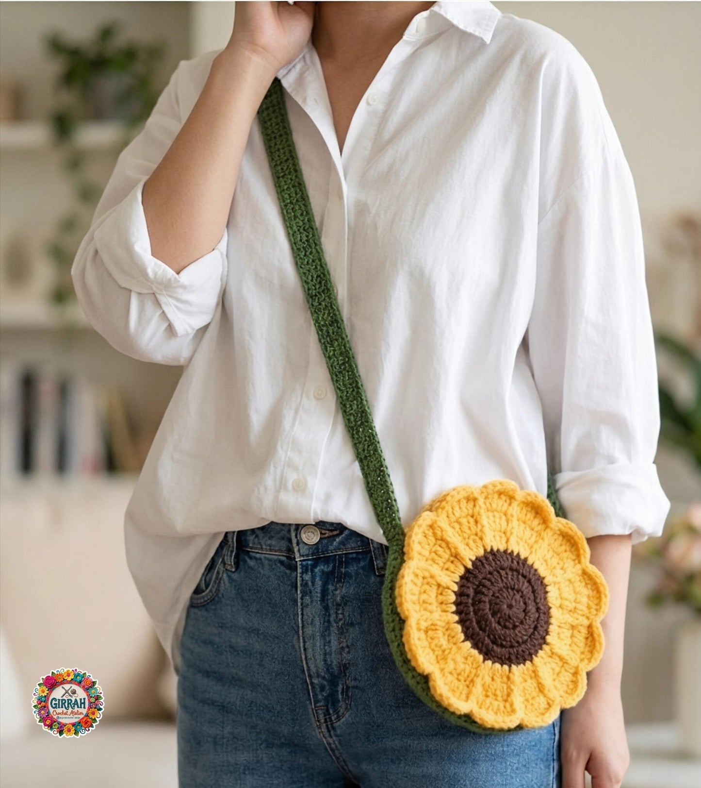 Sunny Bloom Round Crochet Sling Bag
