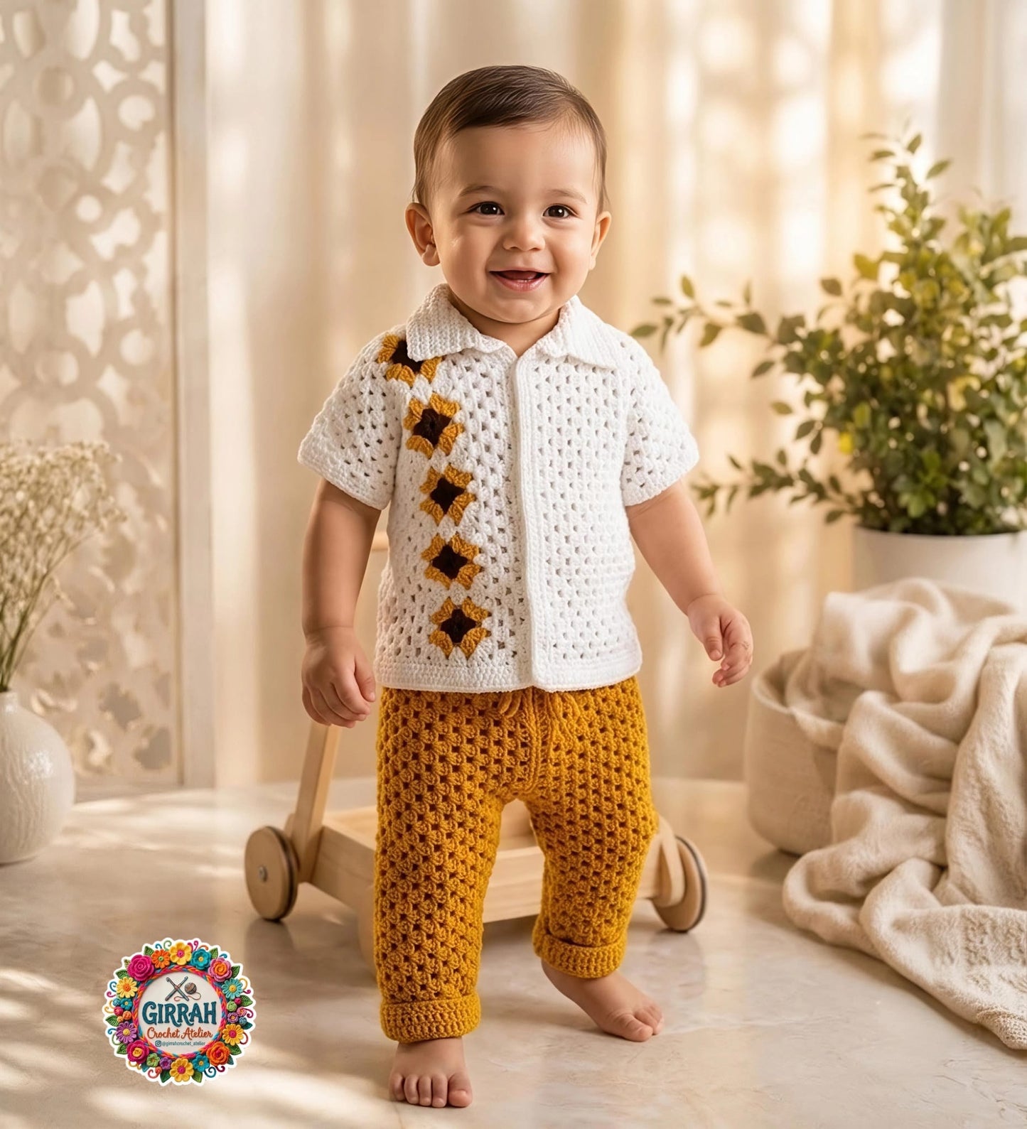 Royal Bloom Baby Boy Crochet Outfit