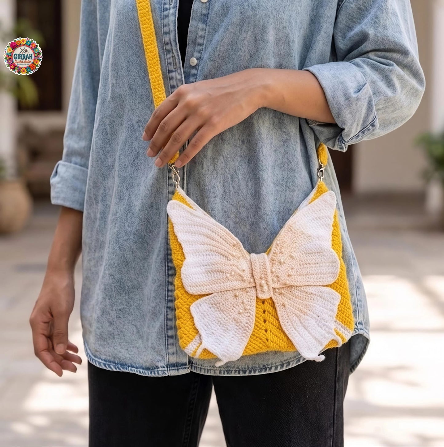 Sunshine Butterfly Whisper Crochet Bag