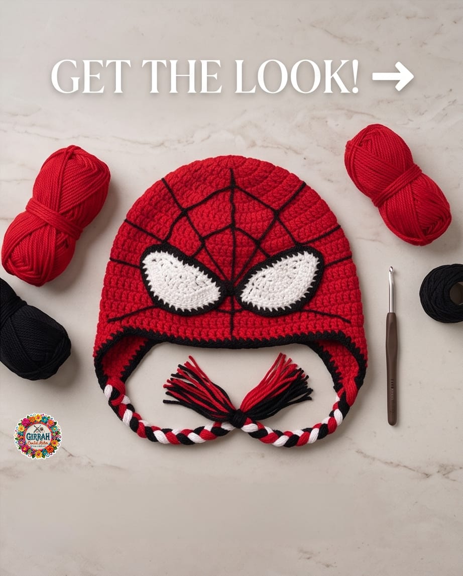 Spiderman Web Hero Crochet Beanie