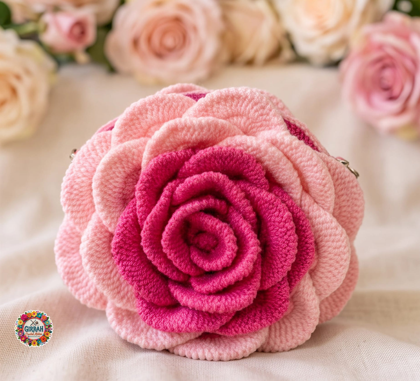 Blushing Rosette Crochet  Bag