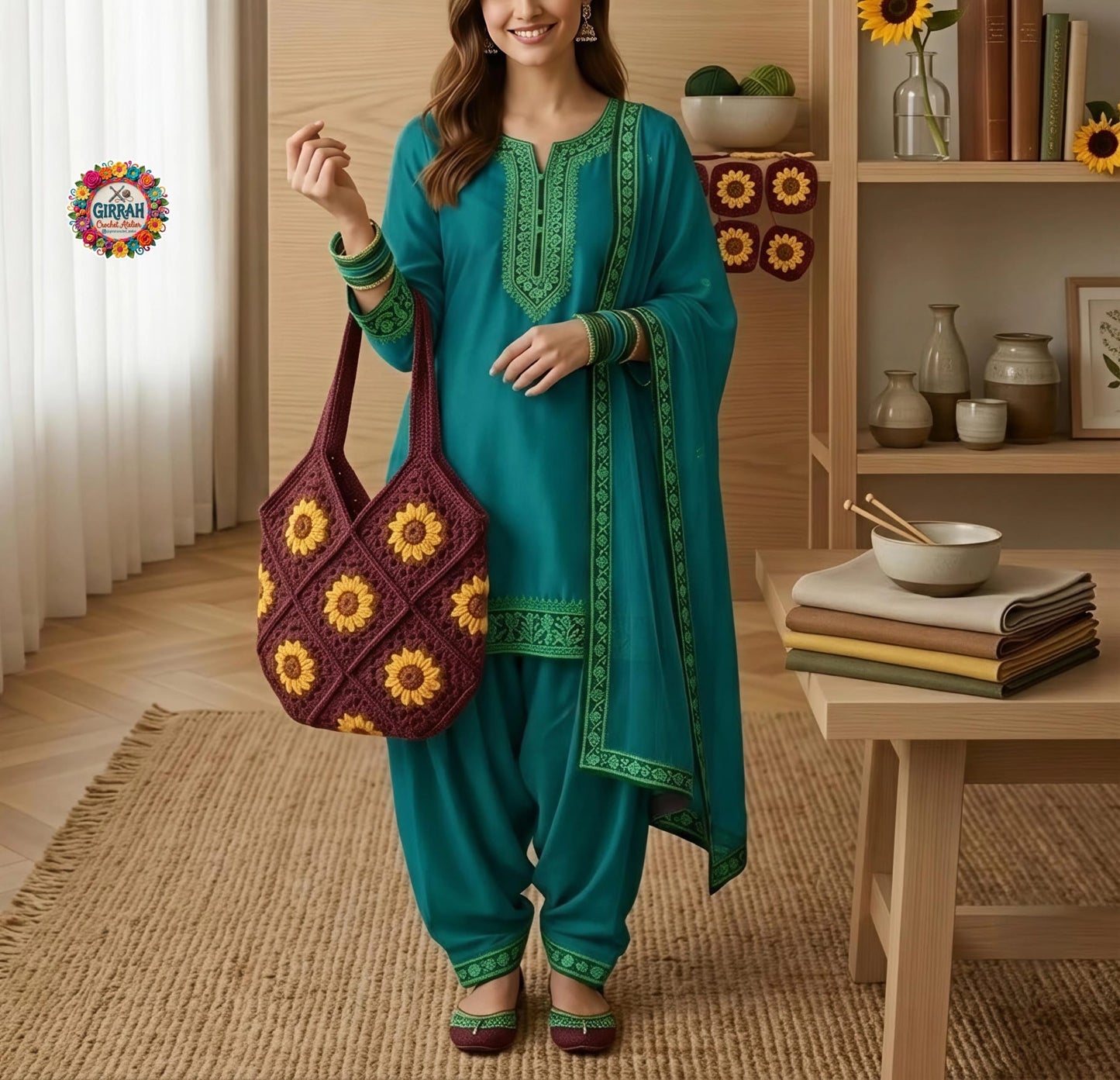 Sunny Maroon Granny Tote Bag