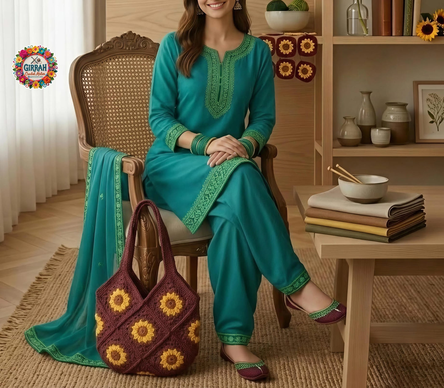 Sunny Maroon Granny Tote Bag