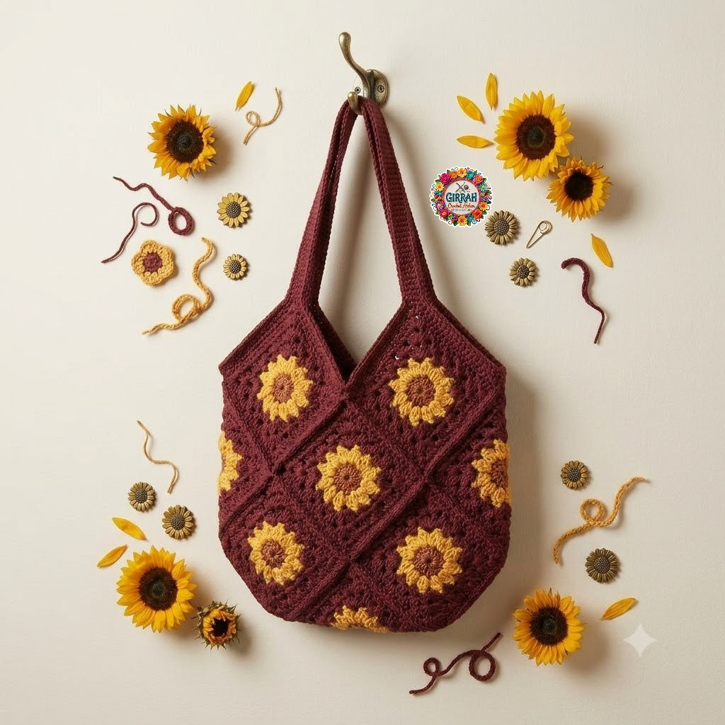 Sunny Maroon Granny Tote Bag