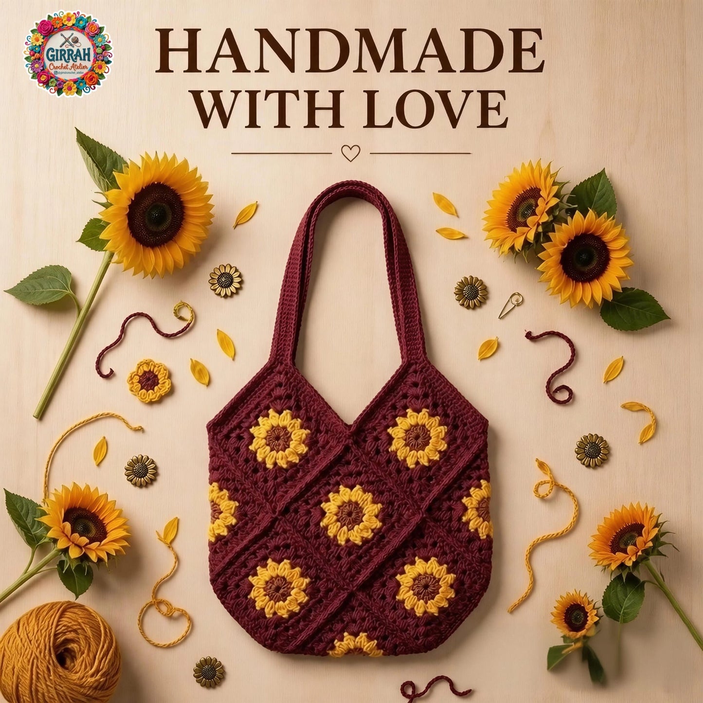 Sunny Maroon Granny Tote Bag