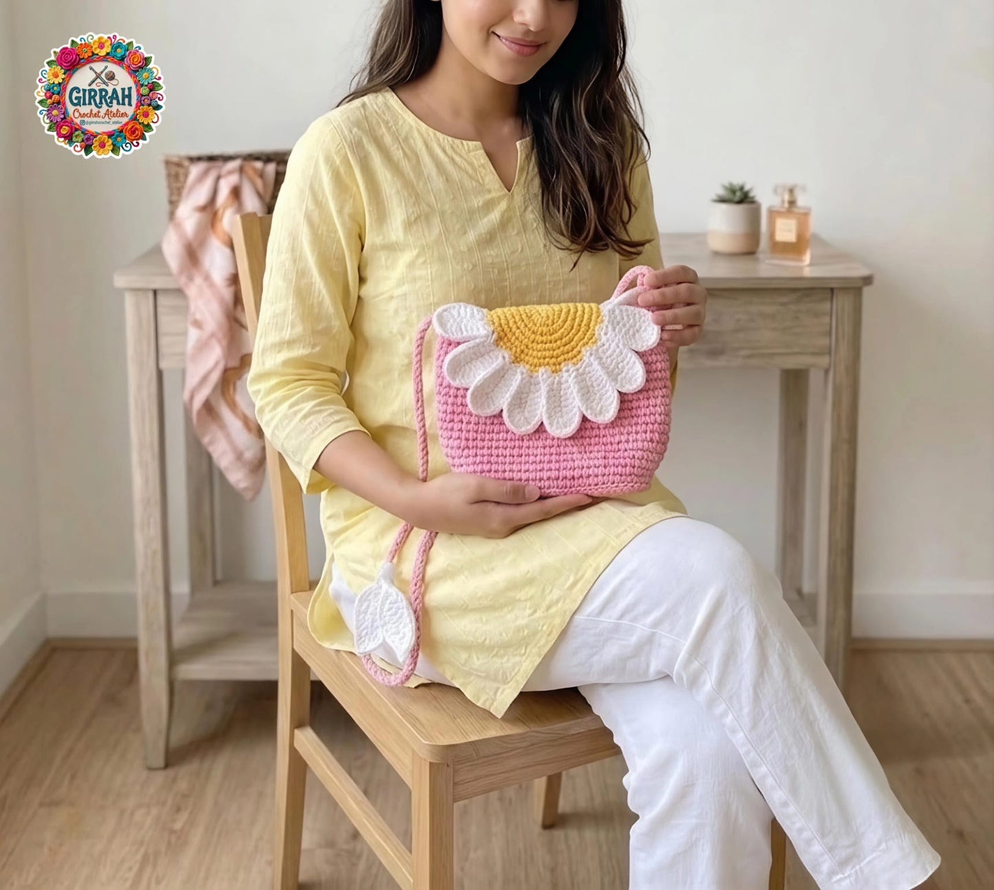 Blushing Daisy Crochet Bag