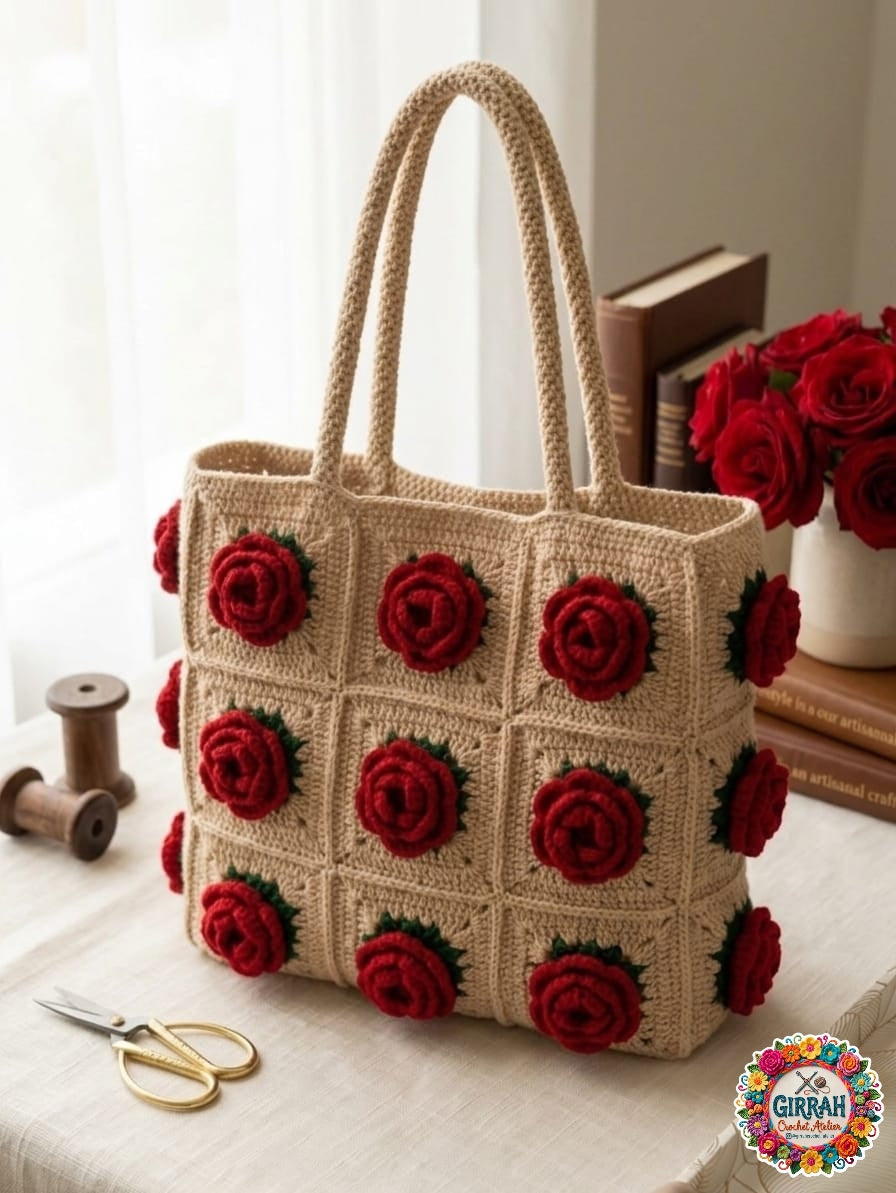 Vintage Rosary Crochet Tote Bag