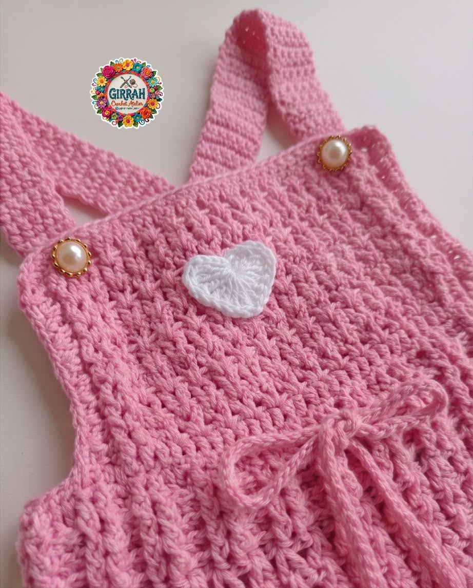 Rosy Bow Crochet Romper 3 Piece Set