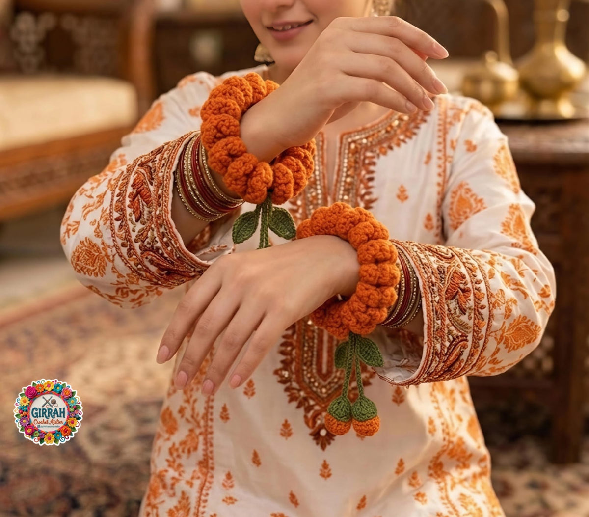 Haldi Night Marigold Genda Crochet Gajray