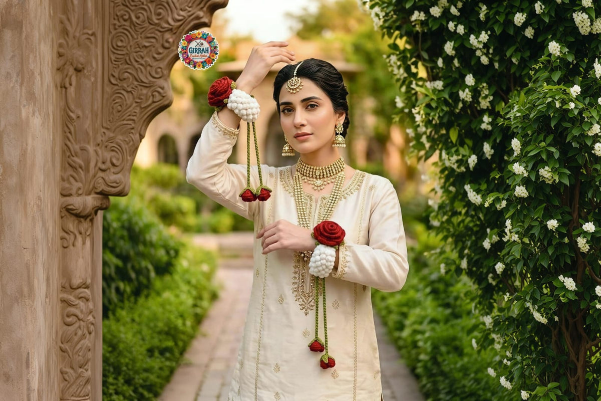 Royal Gulab Jasmine Crochet Gajra Pair