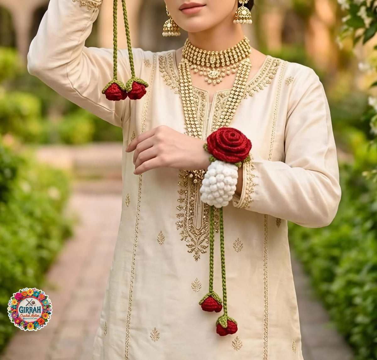 Royal Gulab Jasmine Crochet Gajra Pair