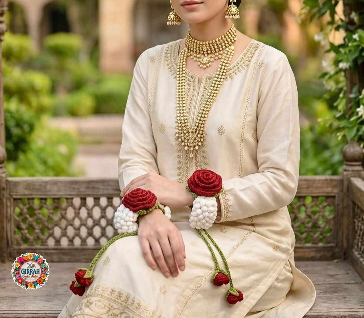 Royal Gulab Jasmine Crochet Gajra Pair
