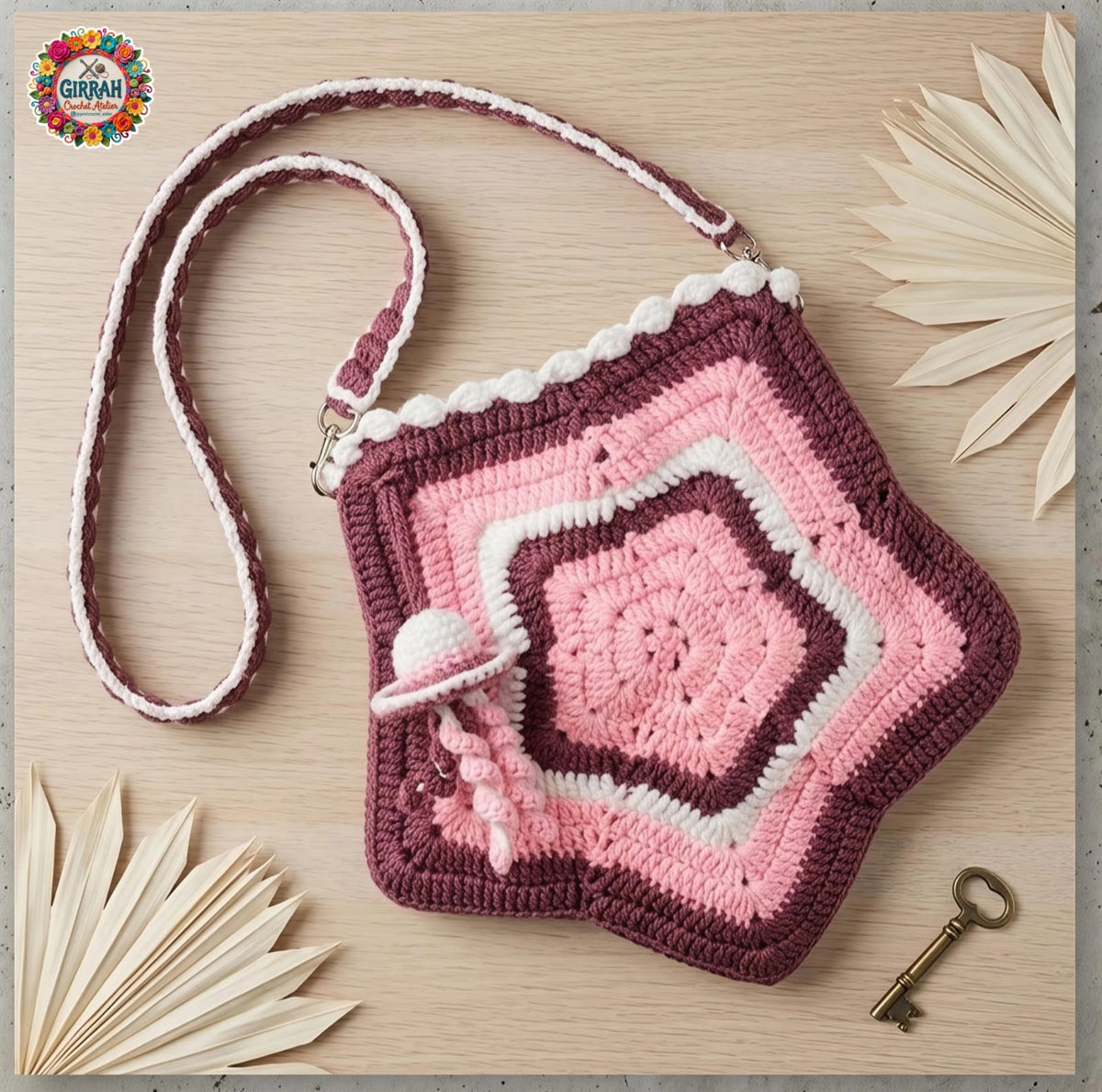 Starlight Blush Berry Crochet Bag