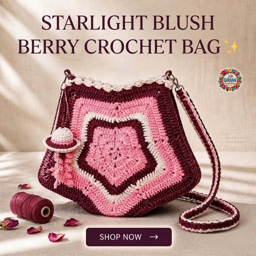 Starlight Blush Berry Crochet Bag