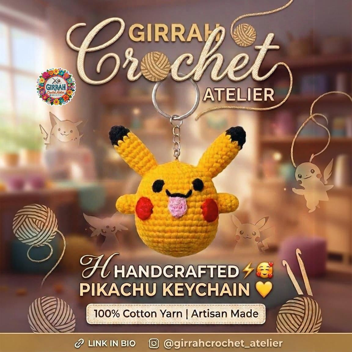 Pokemon Pikachu Crochet Keychain
