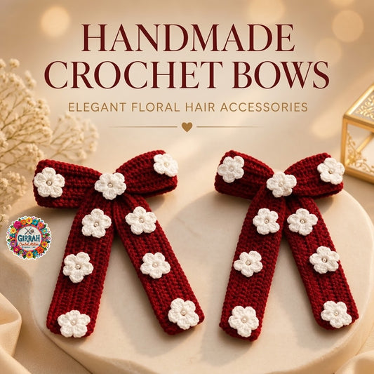 Chunky Blossom Crochet Bow Hair Clip