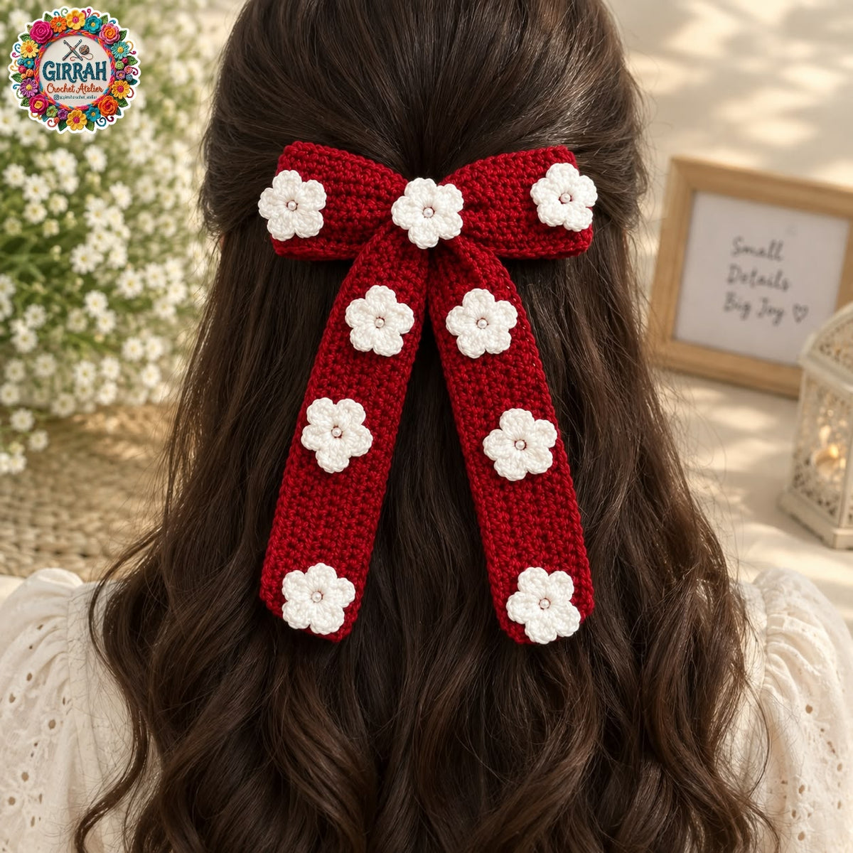 Chunky Blossom Crochet Bow Hair Clip