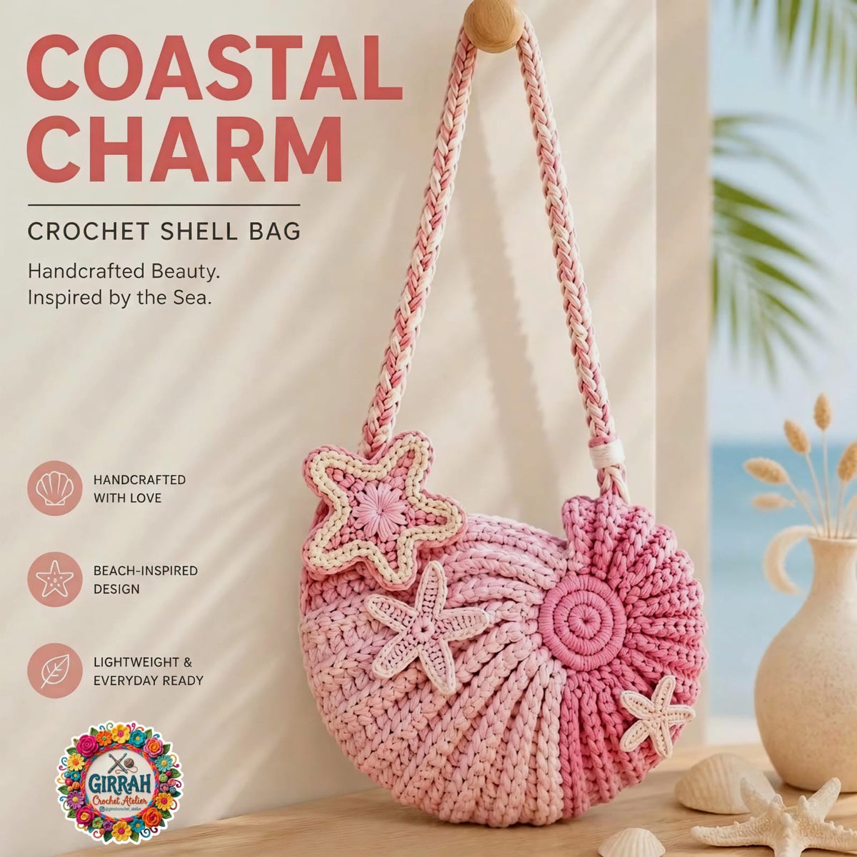 Mermaid Conch Seashell Crochet Bag🧜
